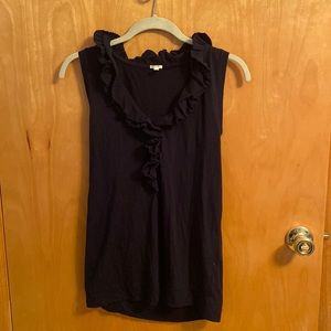 J.Crew navy ruffle tank